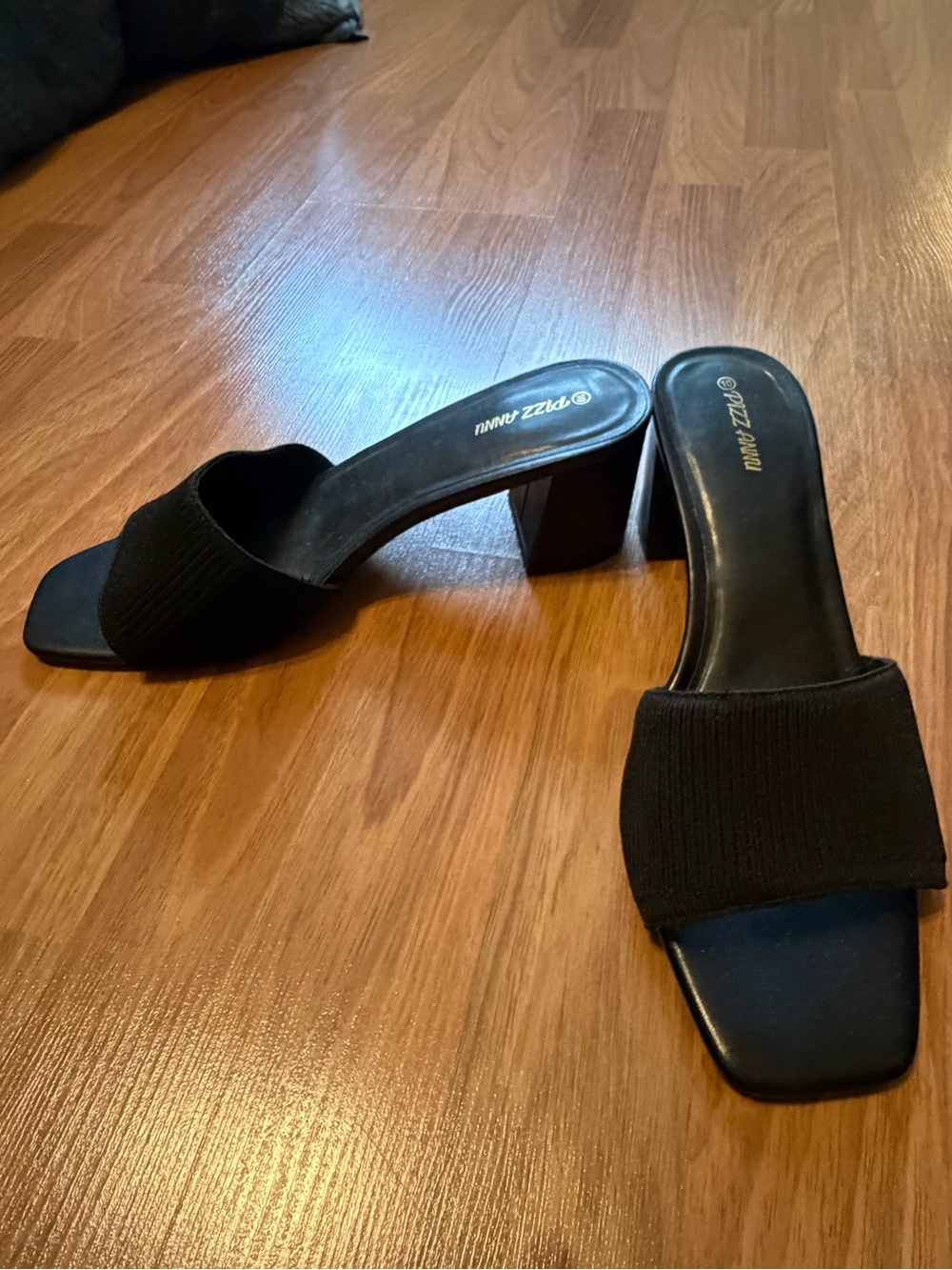 Basic Black Knit Slide Heels - Women's